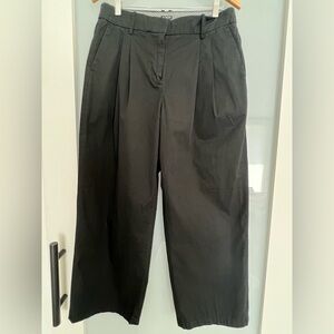 J Crew Poplin Black High-Waist Pleated Pants